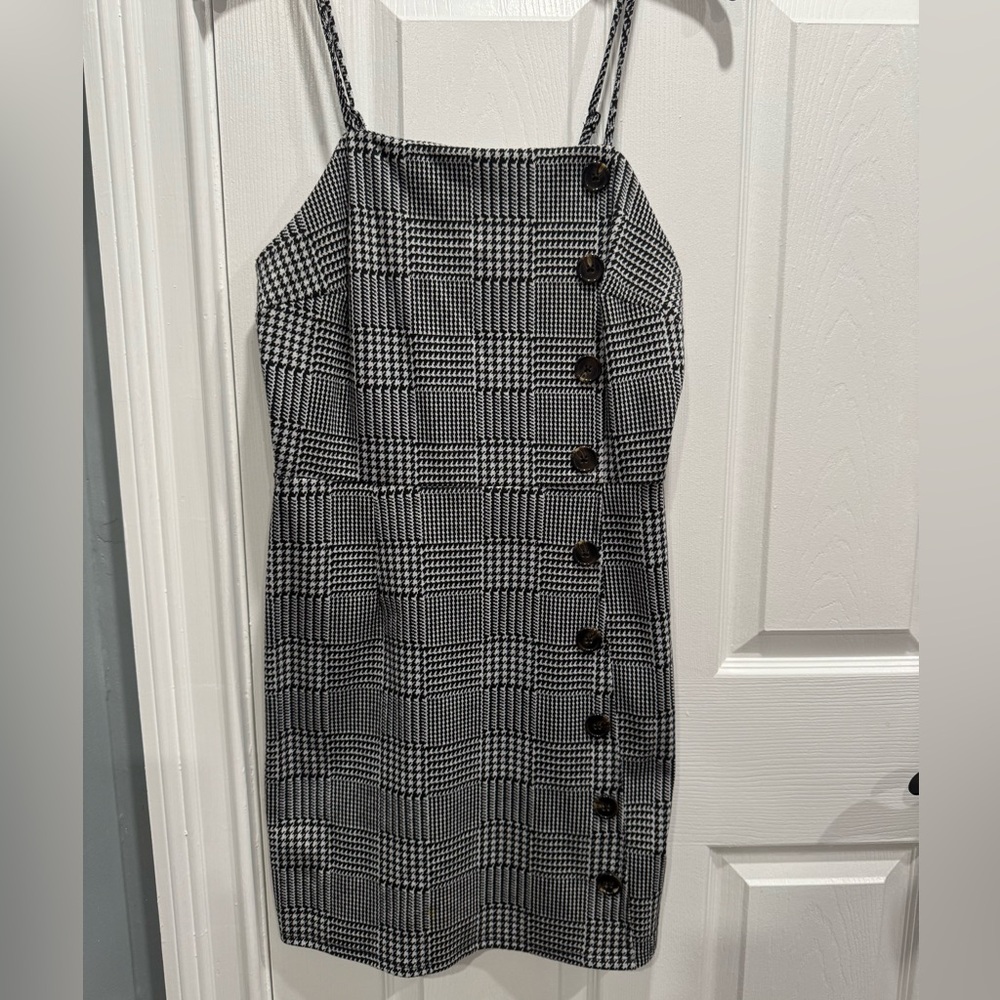 Wild Fable Black and White Plaid Midi Dress